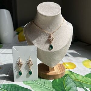 Boho Bridal Jewelry Set, Emerald, Bridgerton Jewelry, Victorian, Romantic